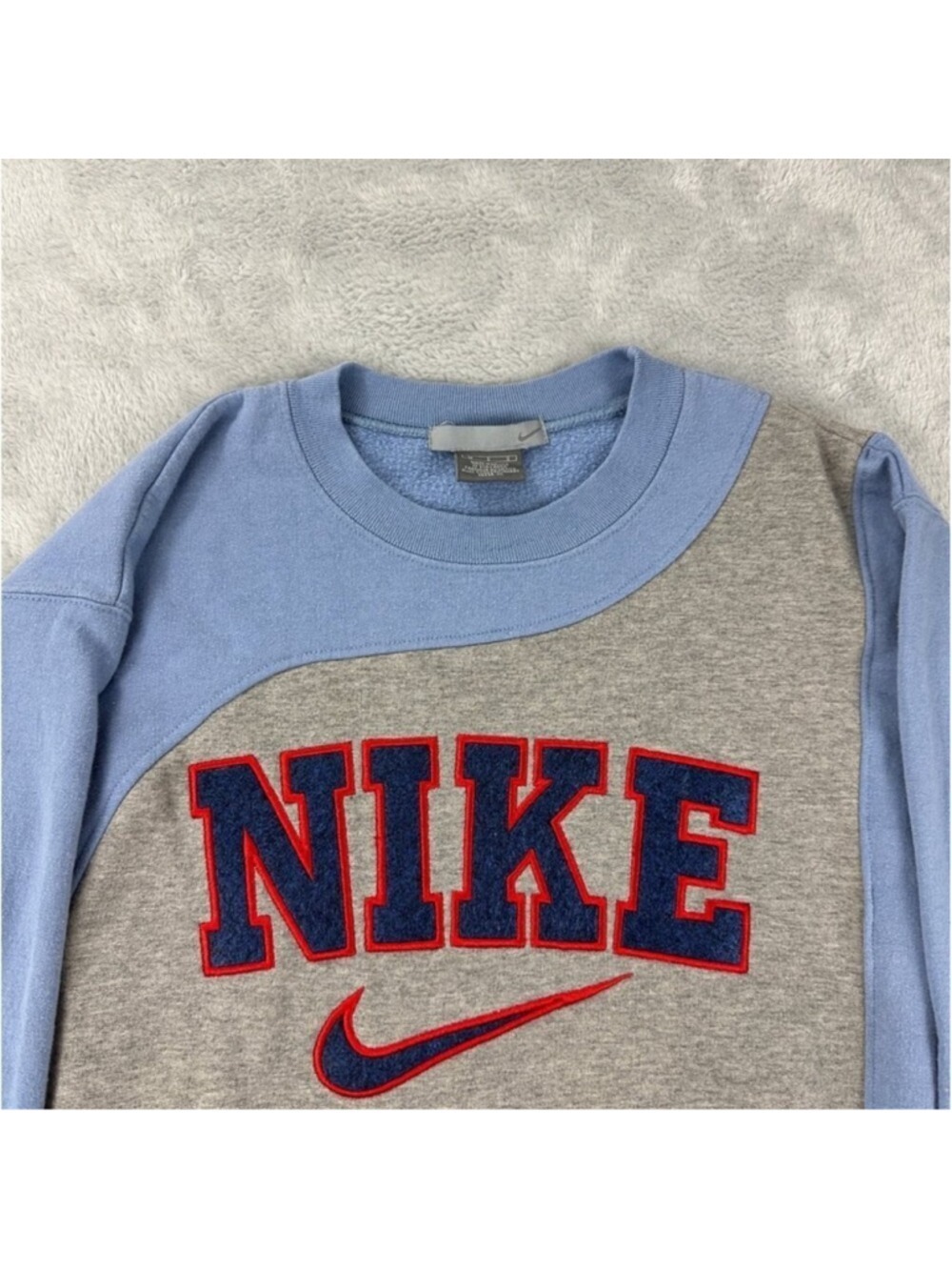 Nike Men's Medium Blue Grey Sweatshirt Crewneck Fleece Lined - Picture 5 of 13